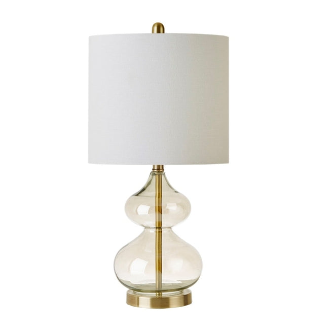 [Set of 2] Clear Glass Base Table Lamps, Gold Glass