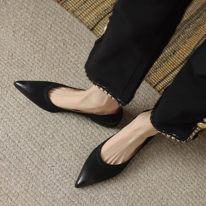 French retro leather flats