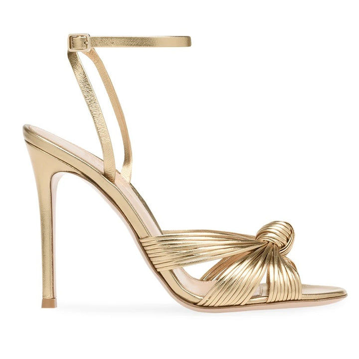 Gold ankle strap heels