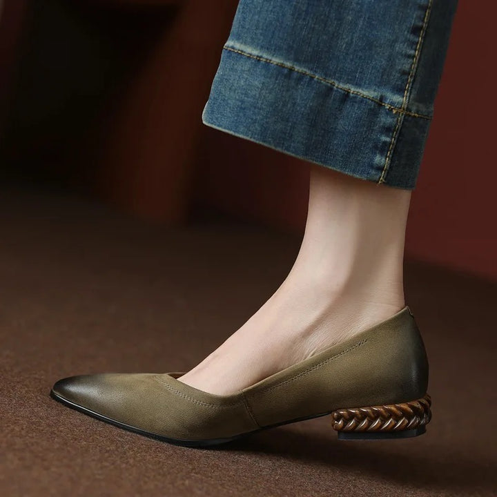 French retro leather flats
