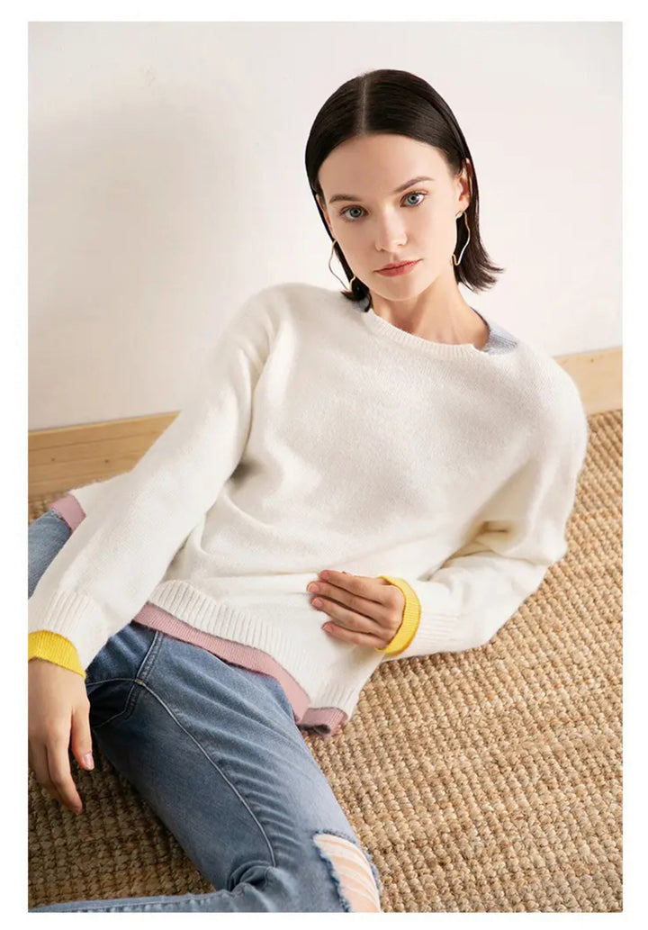Spring Color blocking wool sweater