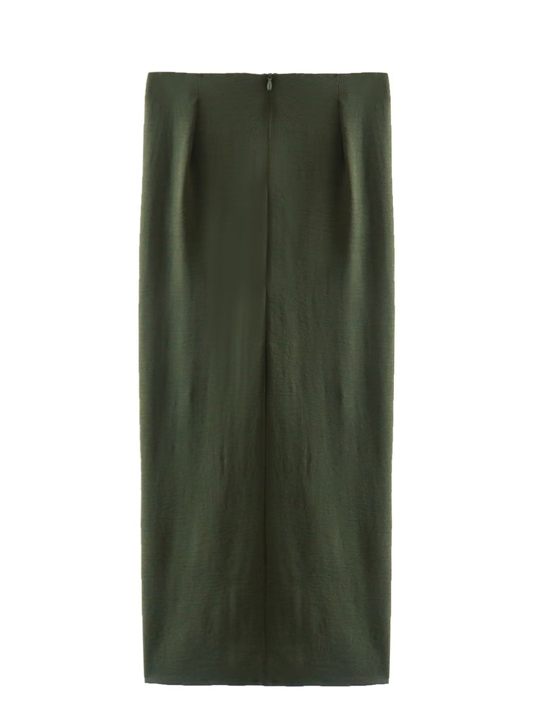 Ruched plain elegant skirt in hunter green