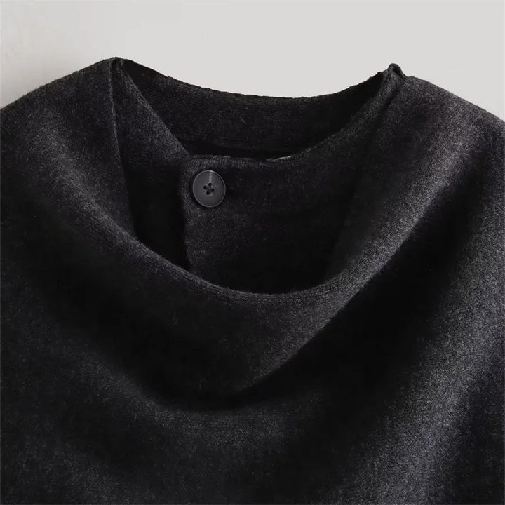 Dark Grey coat with asymmetrical scarf