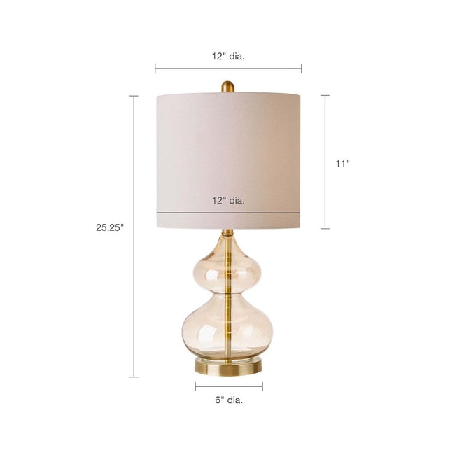 [Set of 2] Clear Glass Base Table Lamps, Gold Glass