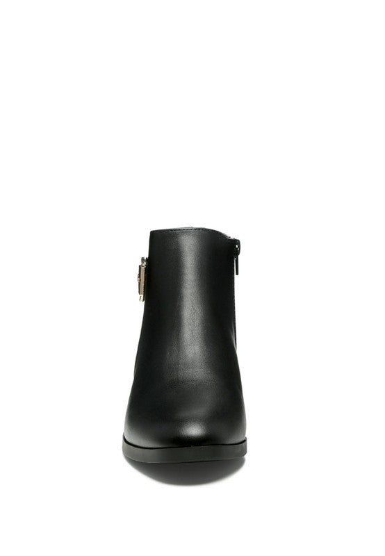 FROTHY BUCKLED ANKLE BOOT WITH CROC DETAIL