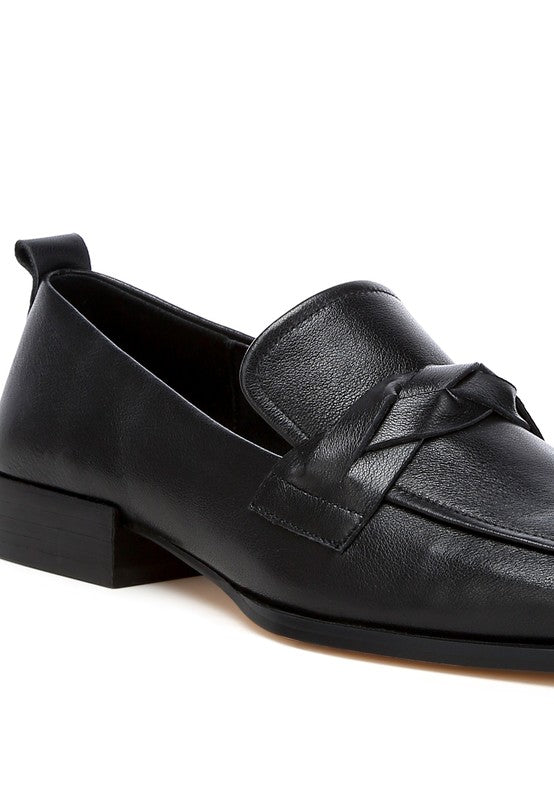 Genuine Leather Braided Loafers