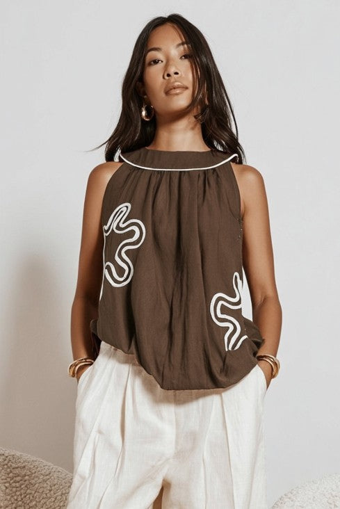 Abstract Applique Billowy Top