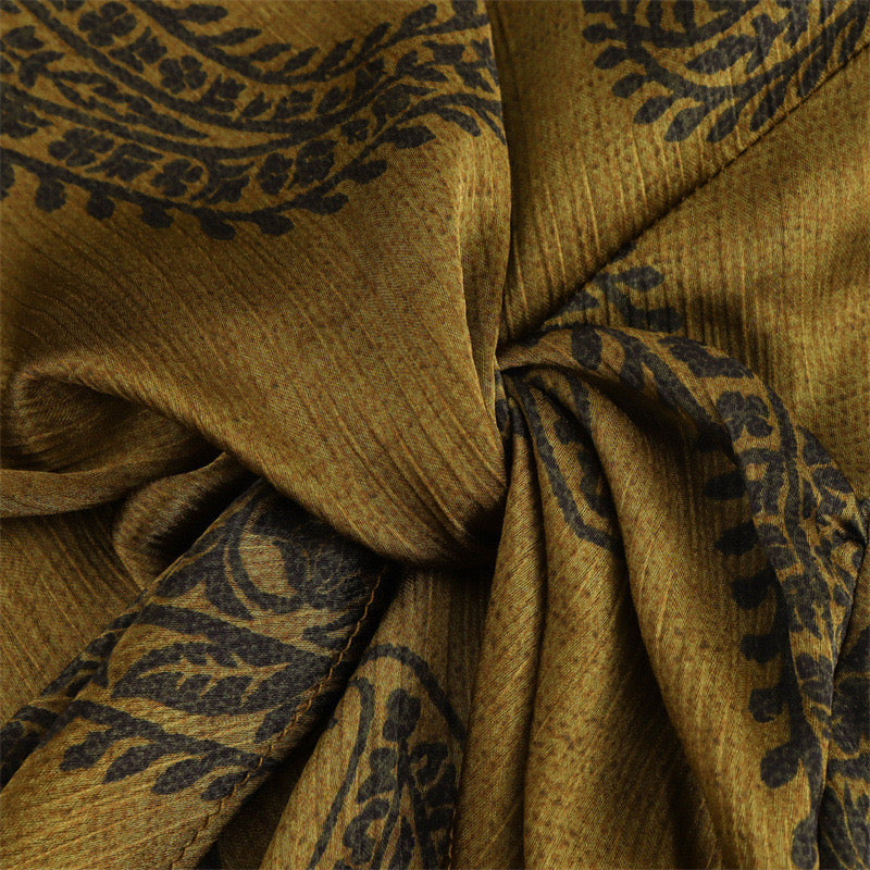 Paisley Print Twisted Knot Maxi Dress in Olive Green