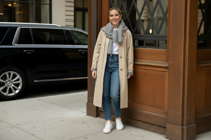 Lined Button Up Trench Coat