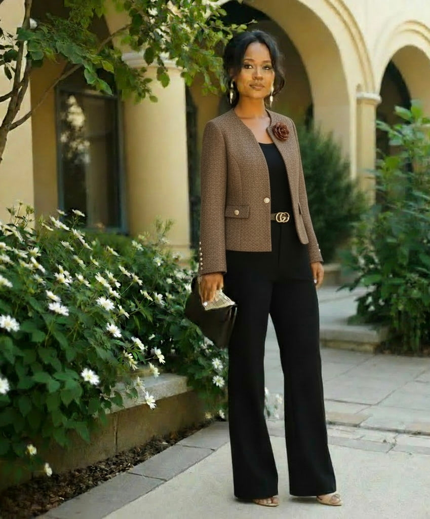 Flower One Button Blazer