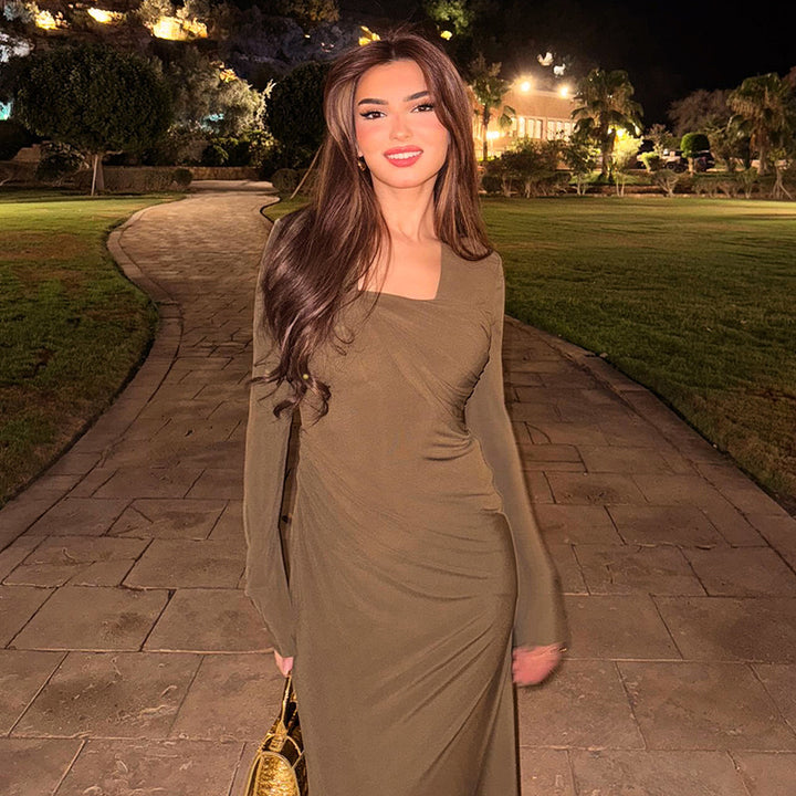 Long sleeved maxi sheath dress