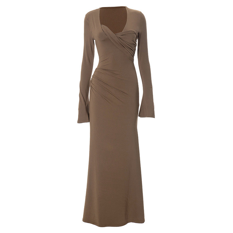 Long sleeved maxi sheath dress