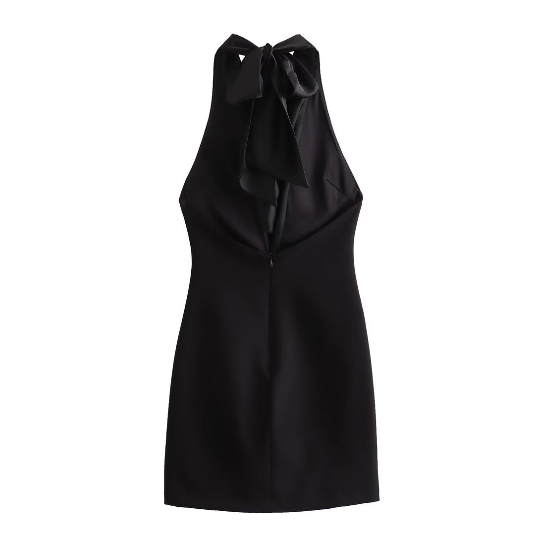Halter Drape-Back Mini Dress