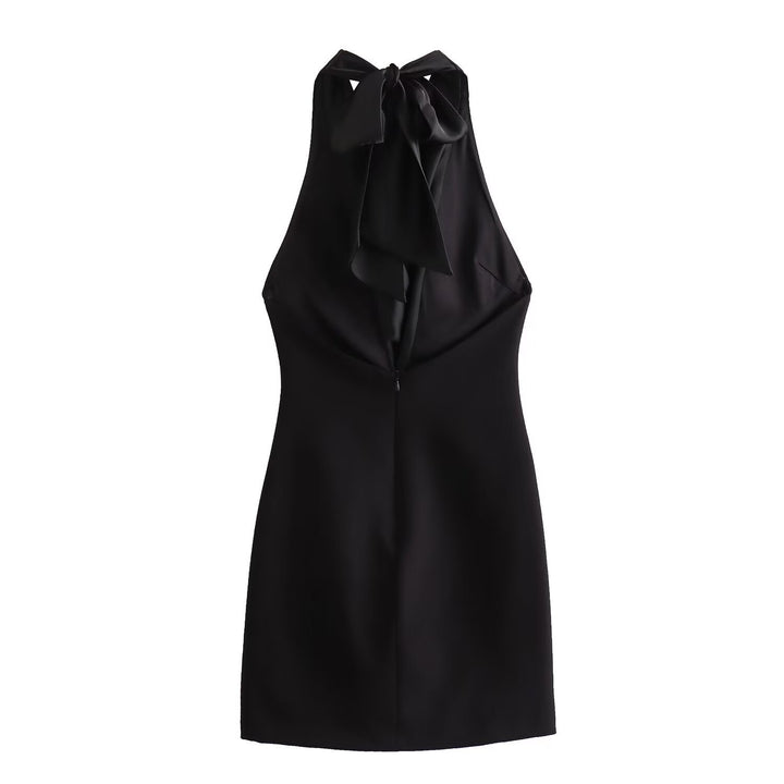 Halter Drape-Back Mini Dress