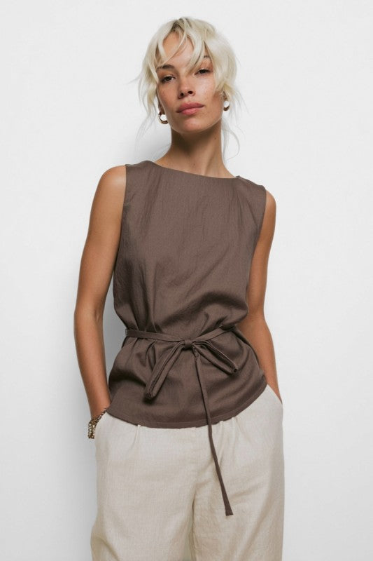 Sleeveless Cinched Tunic Top