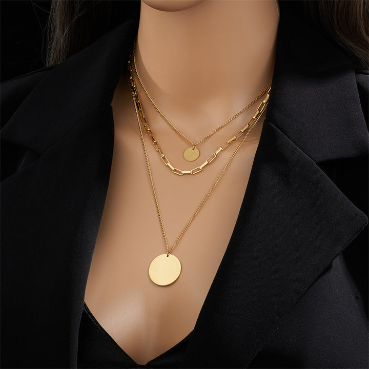 18k gold plated stainless steel layered necklace