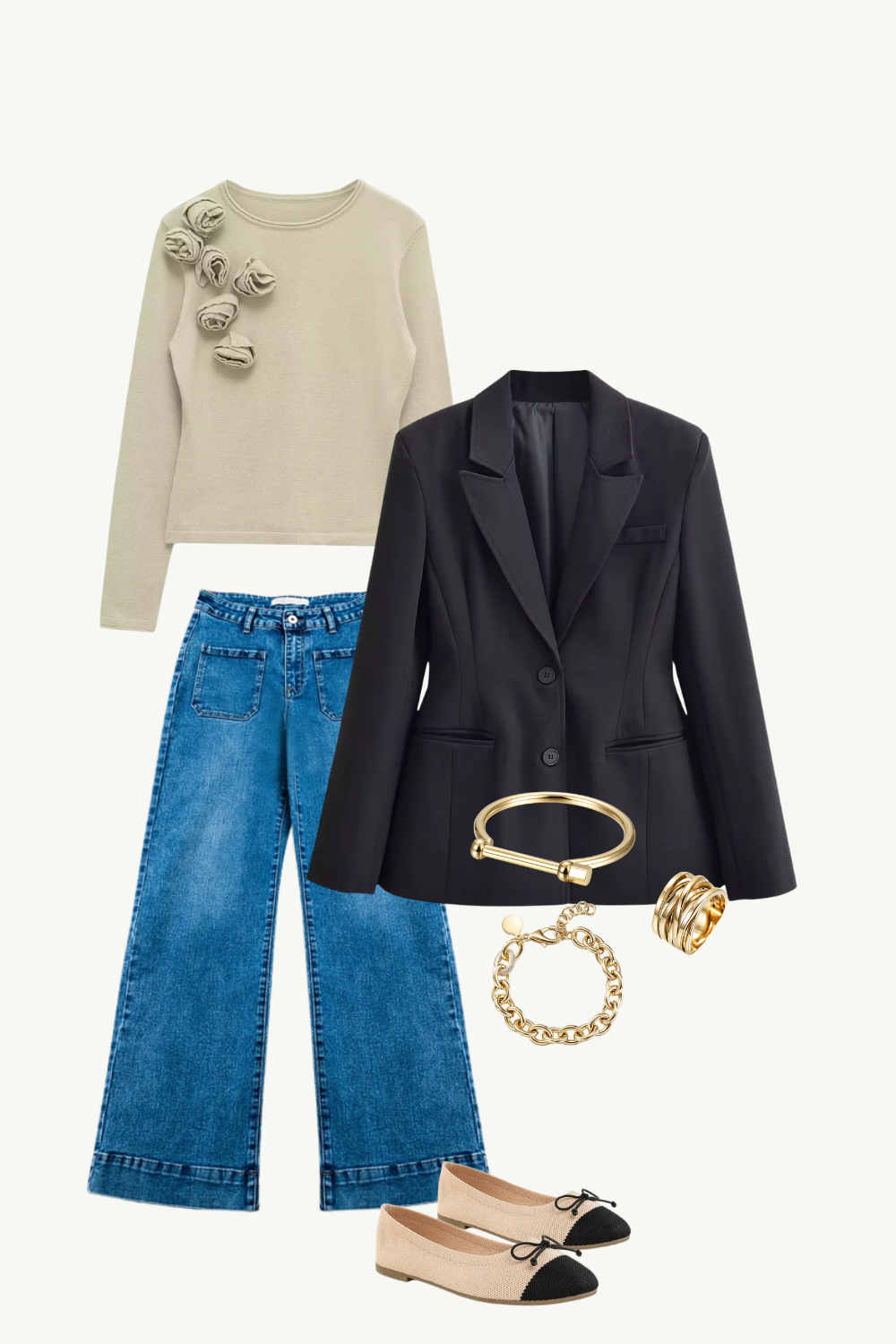 Rose Detail Long Sleeve Knit Top