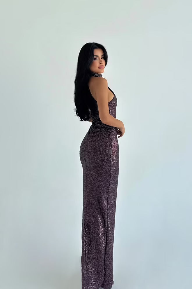 Sequin Halter Gown