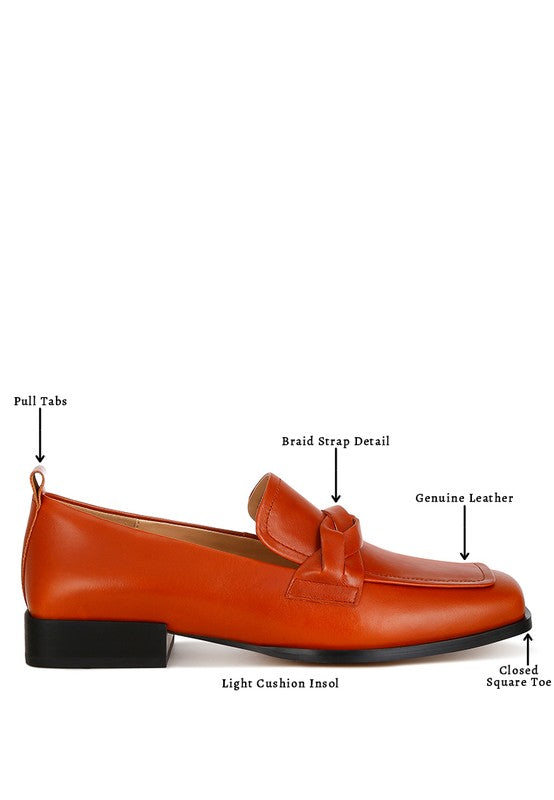 Genuine Leather Braided Loafers