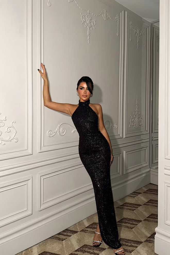 Sequin Halter Gown