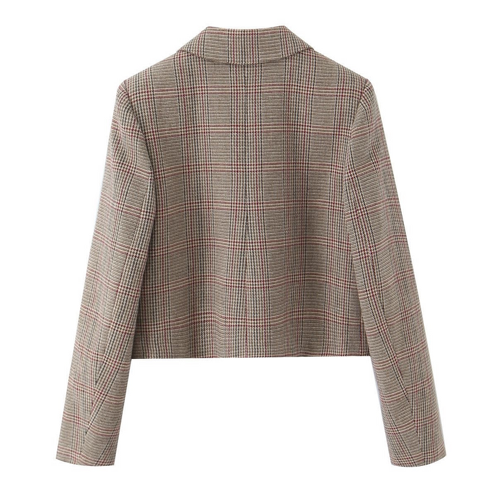 Plaid Cropped Blazer and Pants Set