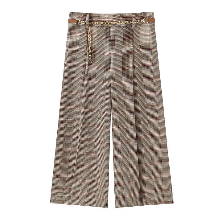 Plaid Cropped Blazer and Pants Set