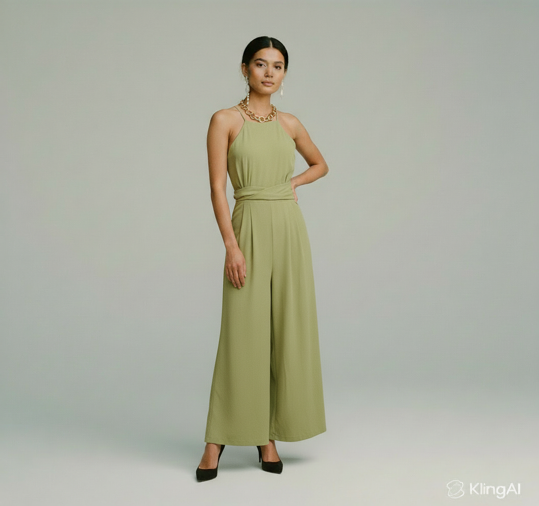 The Olive Luxe Halter Jumpsuit