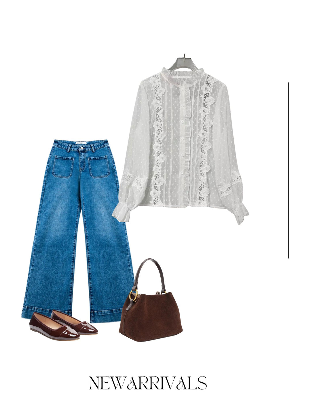 Lace Trimmed Swiss Dot Shirt