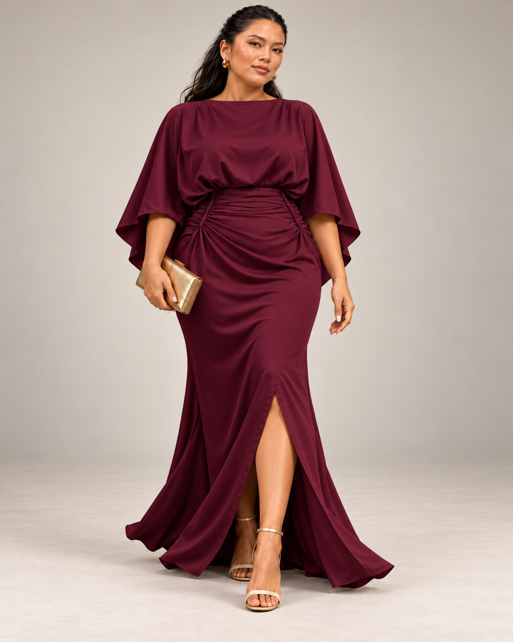 Ruched Waist Maxi Dress with Pockets