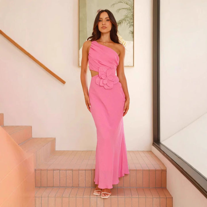 Pastel color cut out wedding dress