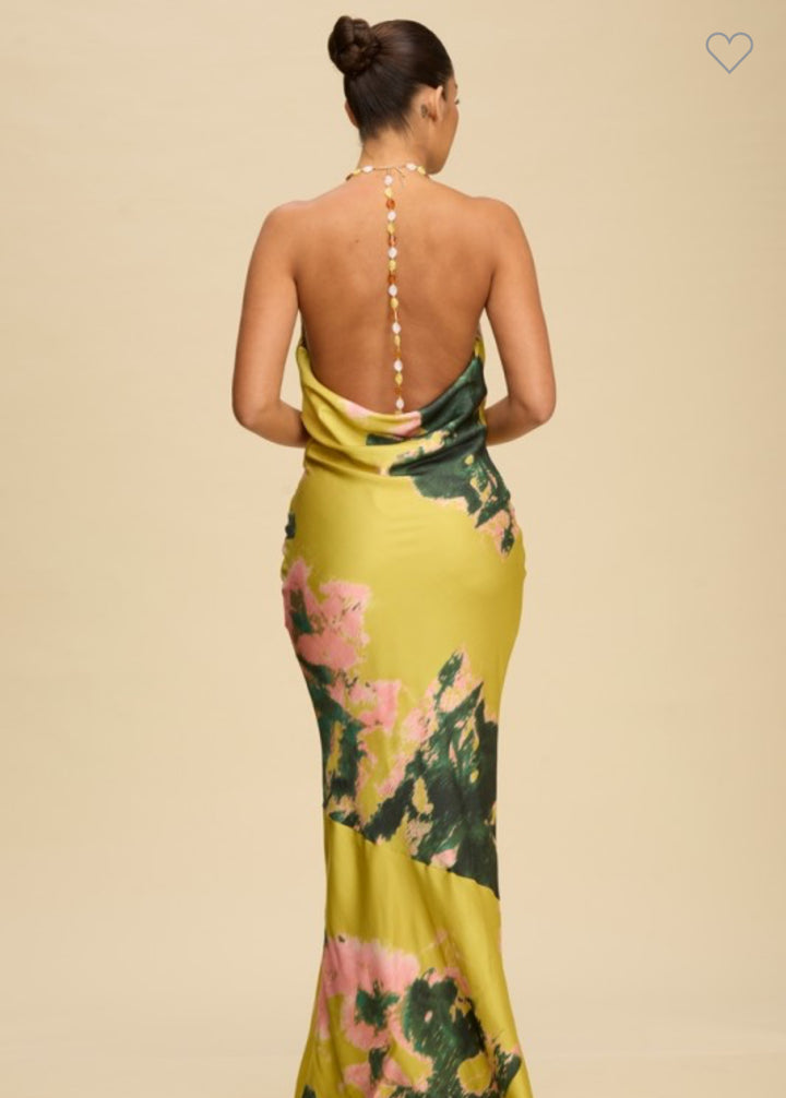 Abstract Print Silk-Blend Gown