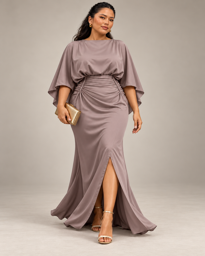 Ruched Waist Maxi Dress with Pockets