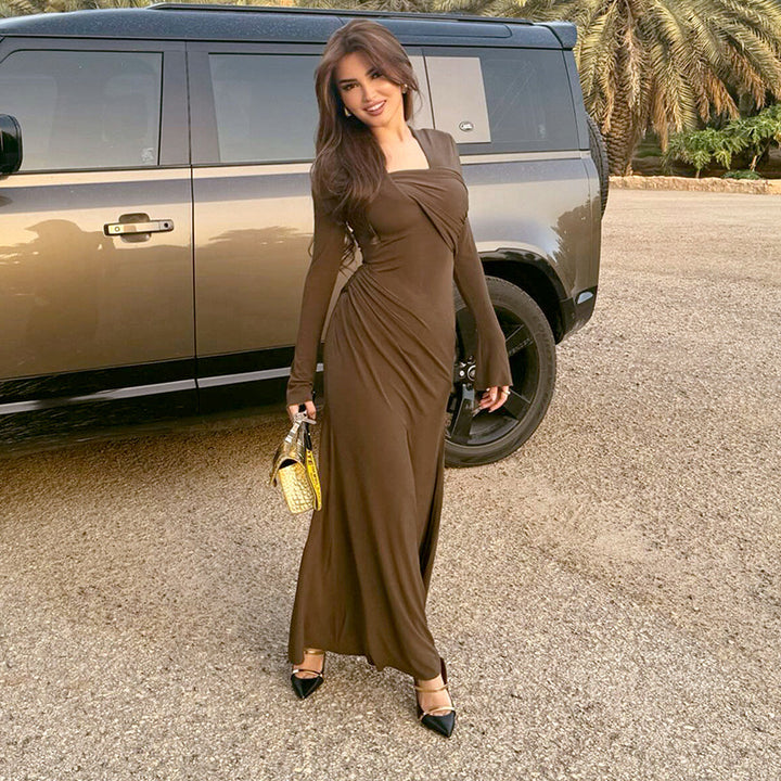 Long sleeved maxi sheath dress