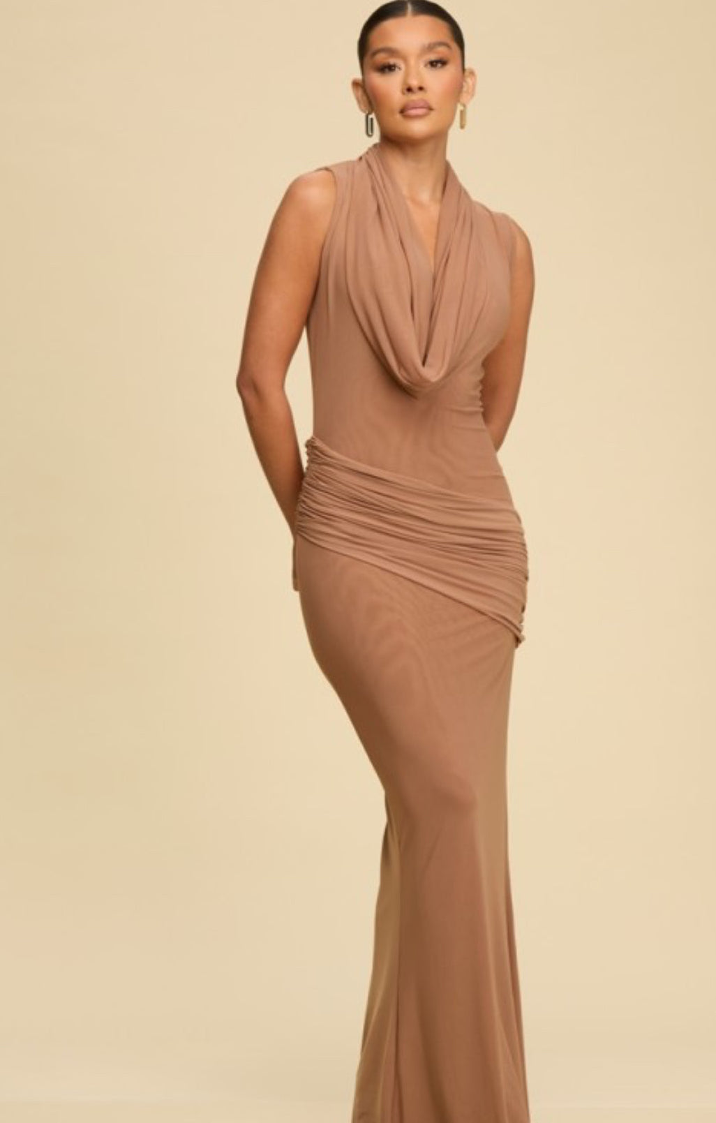 Abstract Mesh Fabric-Blend Gown