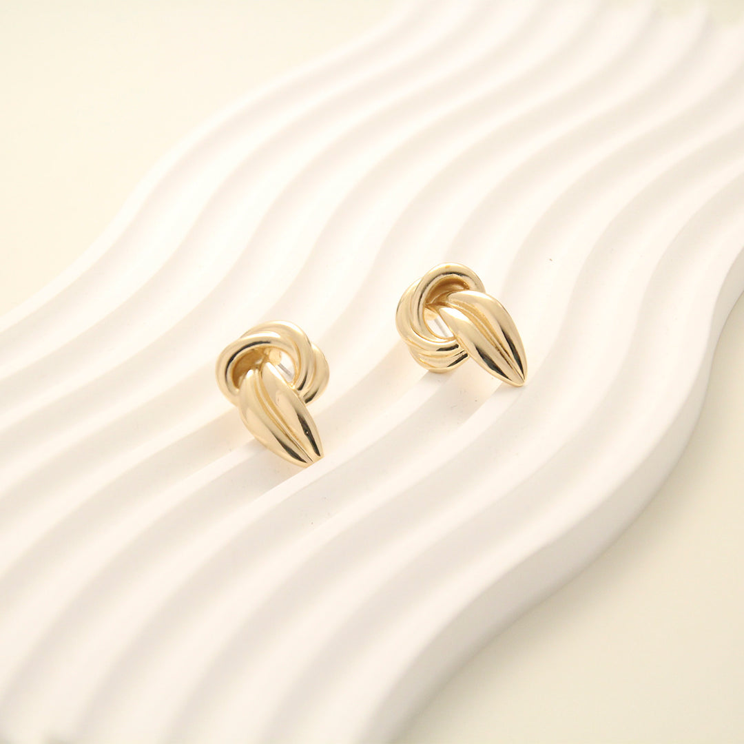 14K Gold plated earring studs with a leafy design