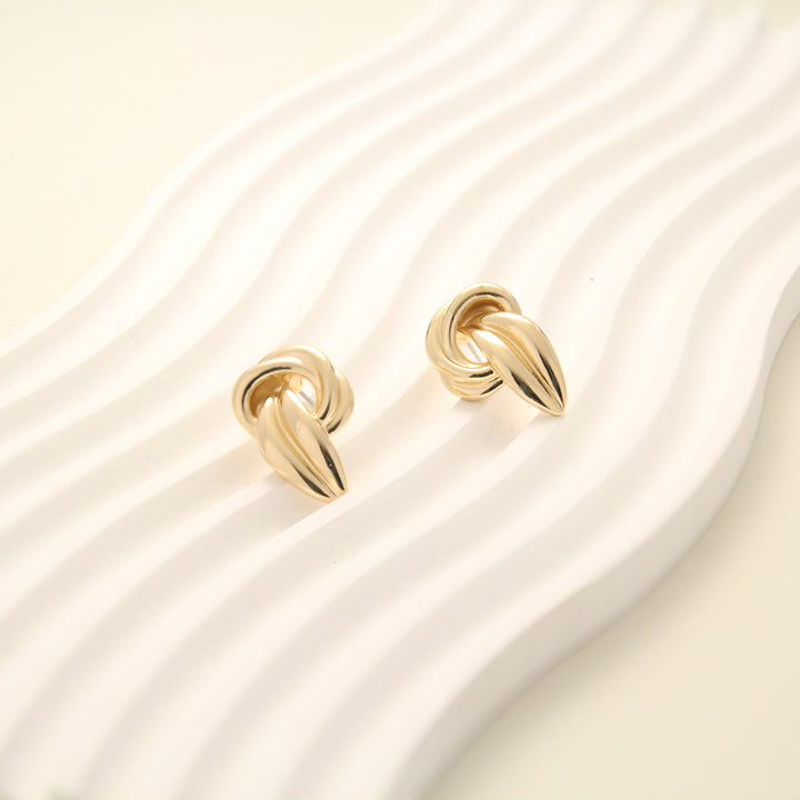 14K Gold plated earring studs with a leafy design