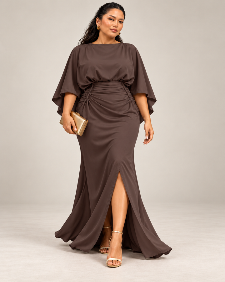 Ruched Waist Maxi Dress with Pockets