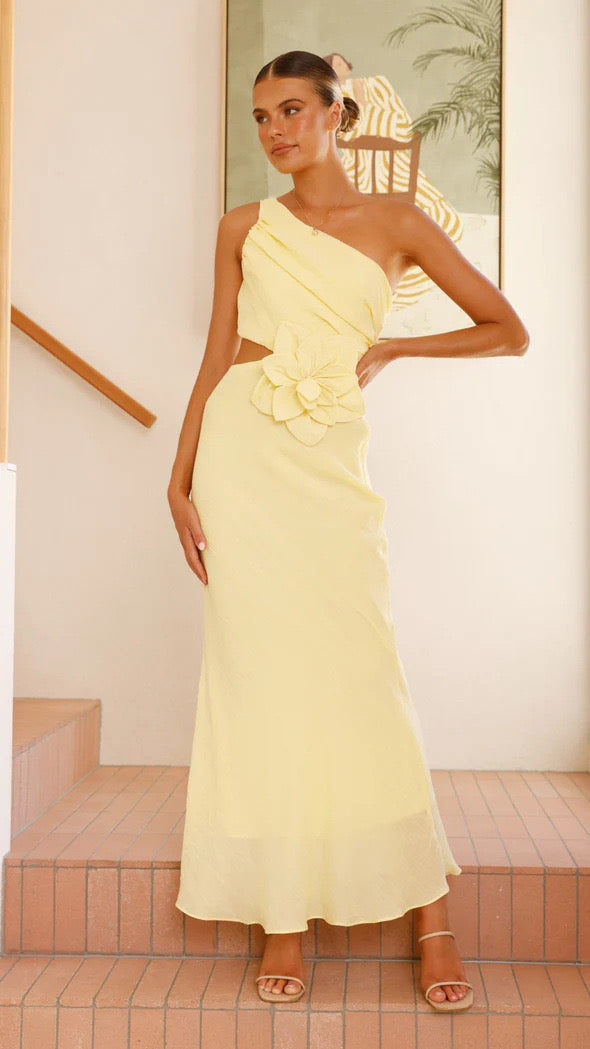 Pastel color cut out wedding dress
