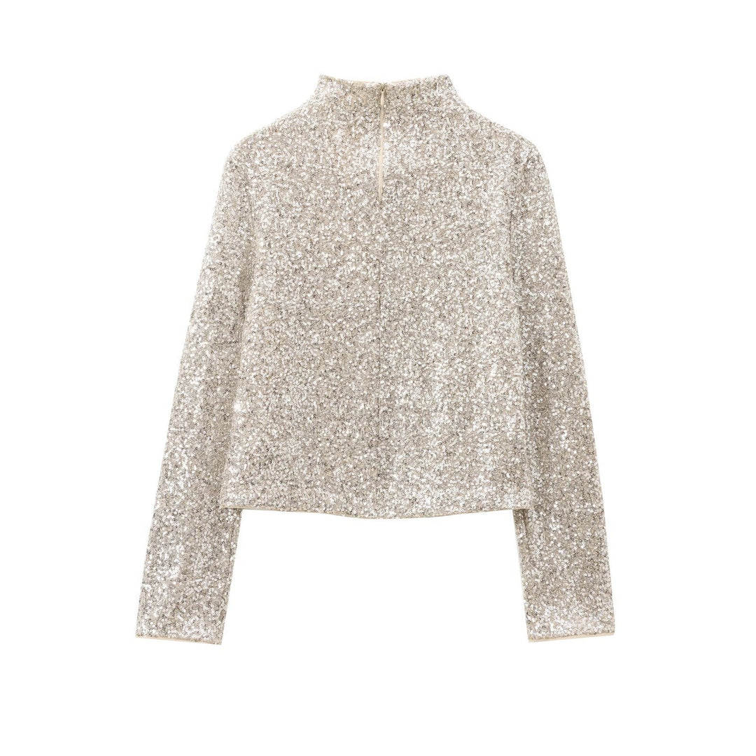 Silver Long sleeved sequin top