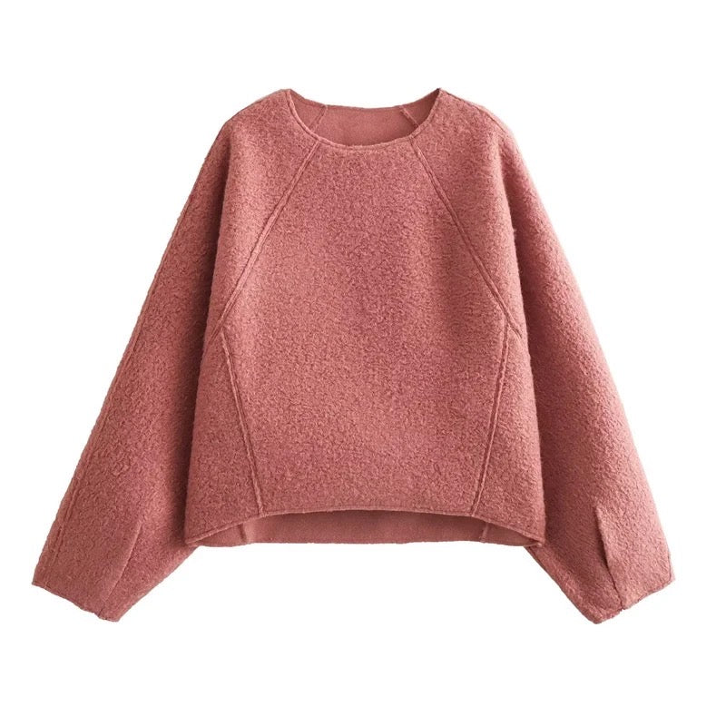 Puffy round neck sweater