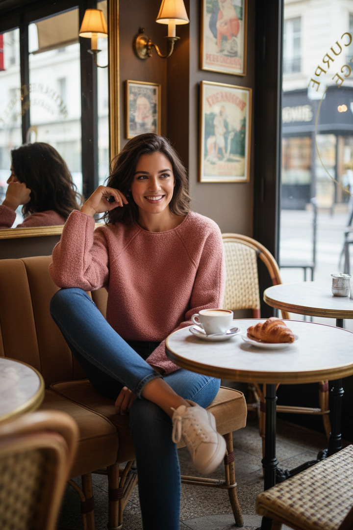 Puffy round neck sweater