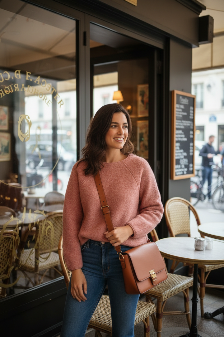 Puffy round neck sweater