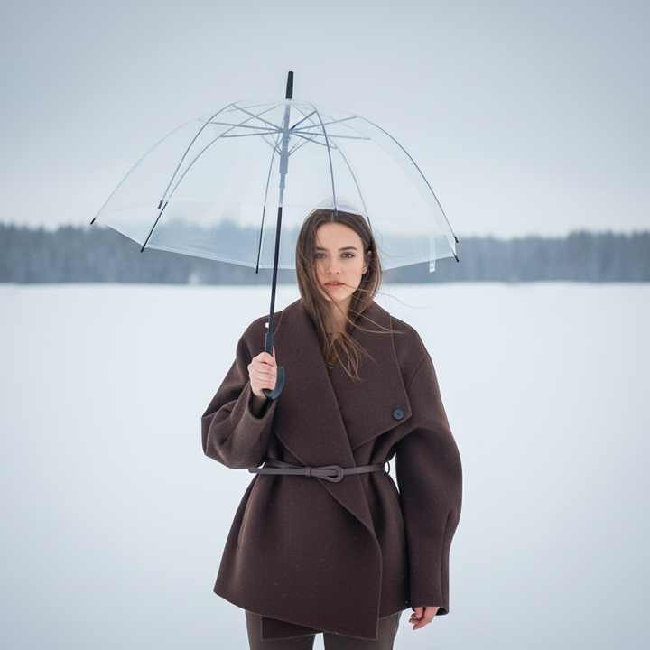 Belted Wool Blend Wrap Coat