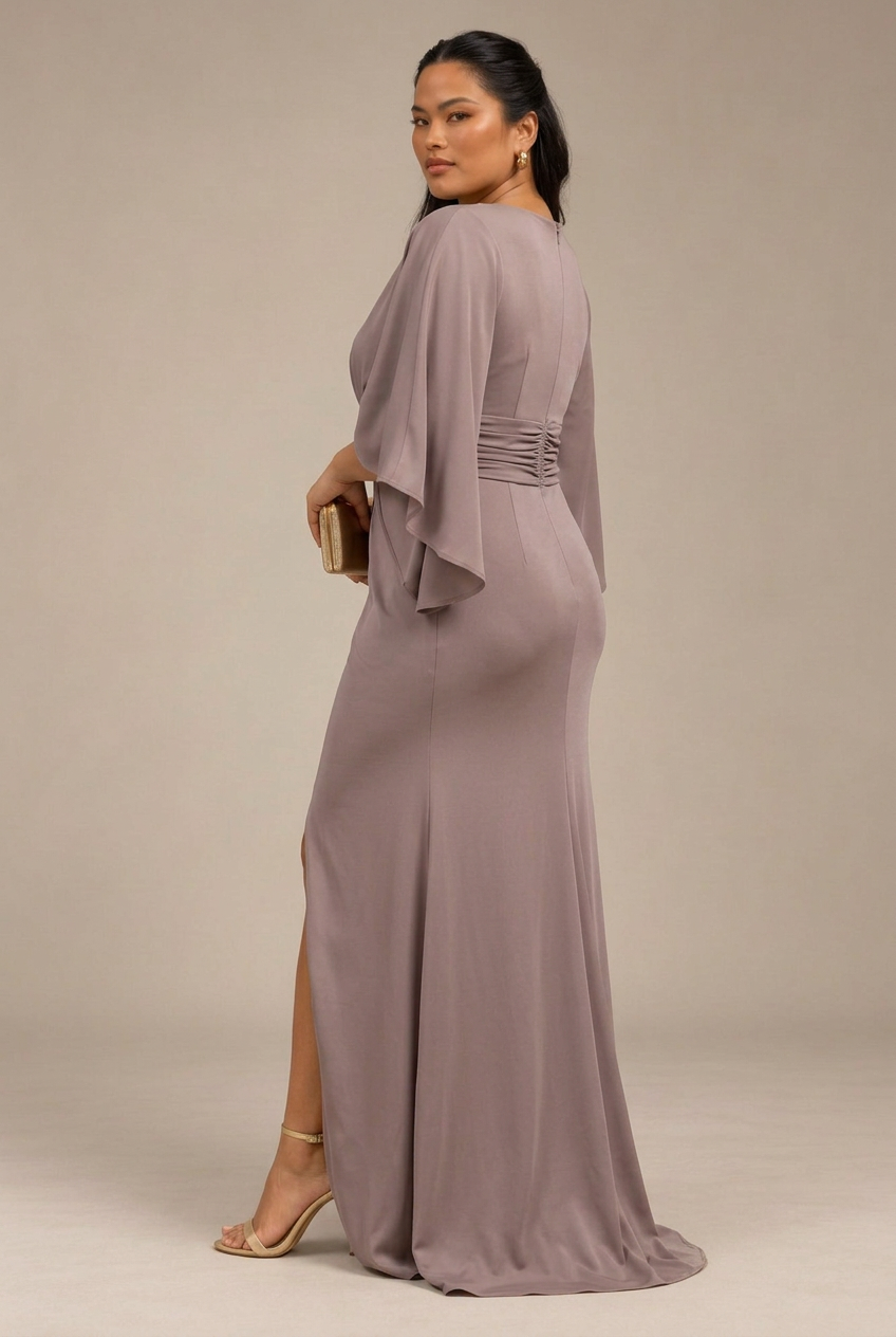 Ruched Waist Maxi Dress with Pockets