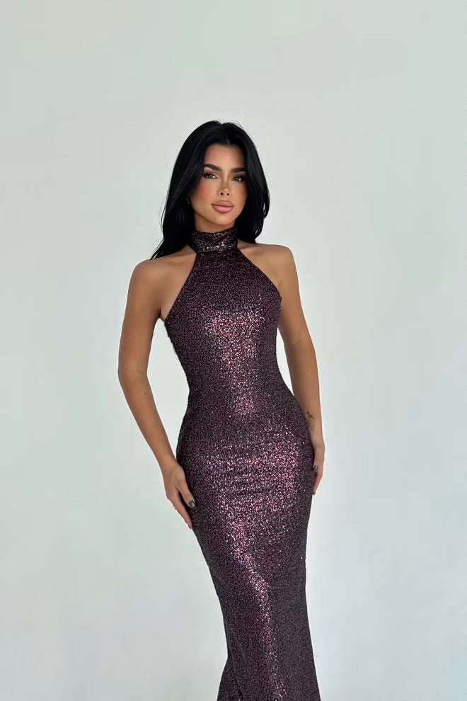 Sequin Halter Gown