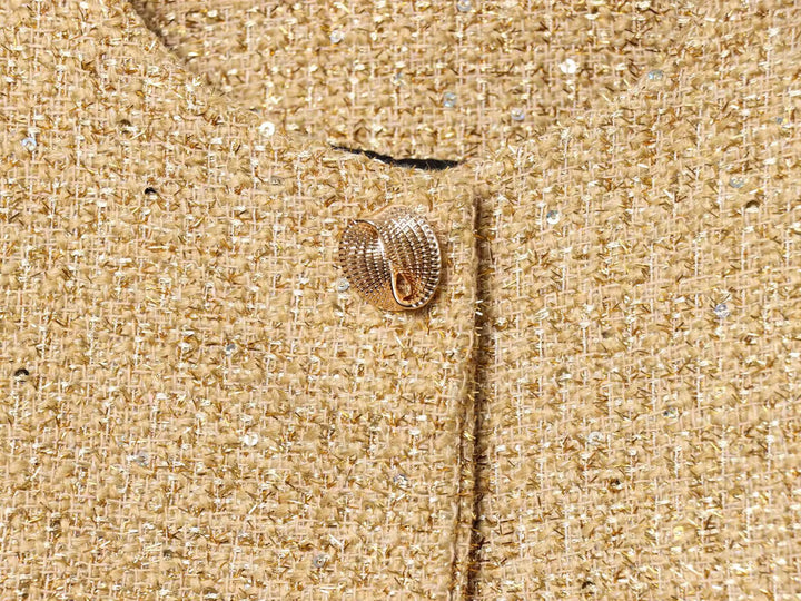 Cropped Gold Tweed Jacket