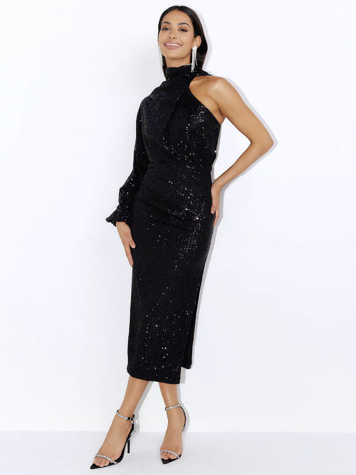 Halter Party Sequin midi dress