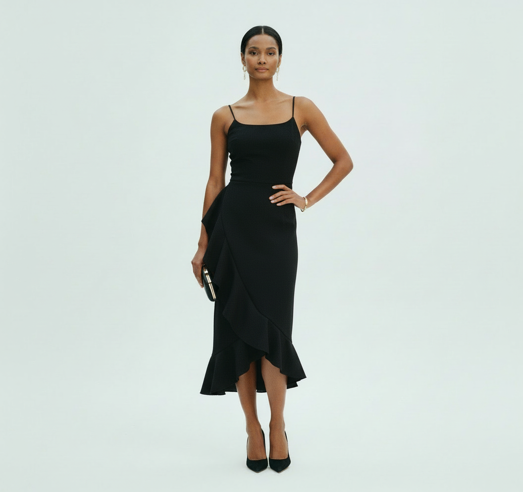 The Classic Noir Midi Dress – Final Sale