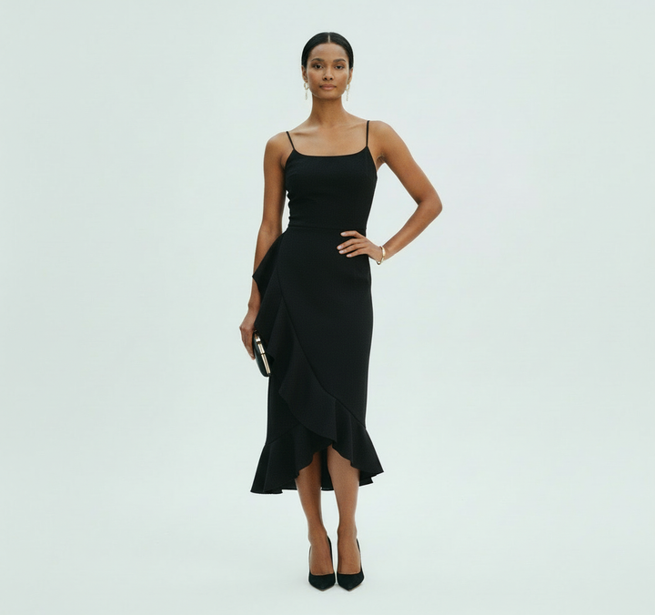 The Classic Noir Midi Dress – Final Sale