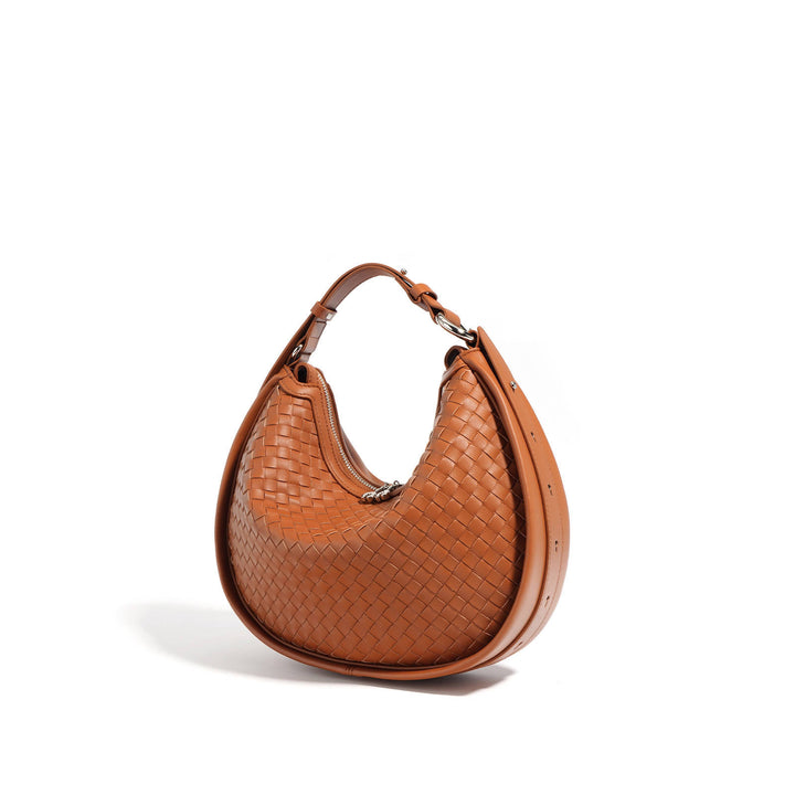 Leather woven armpit shoulder bag